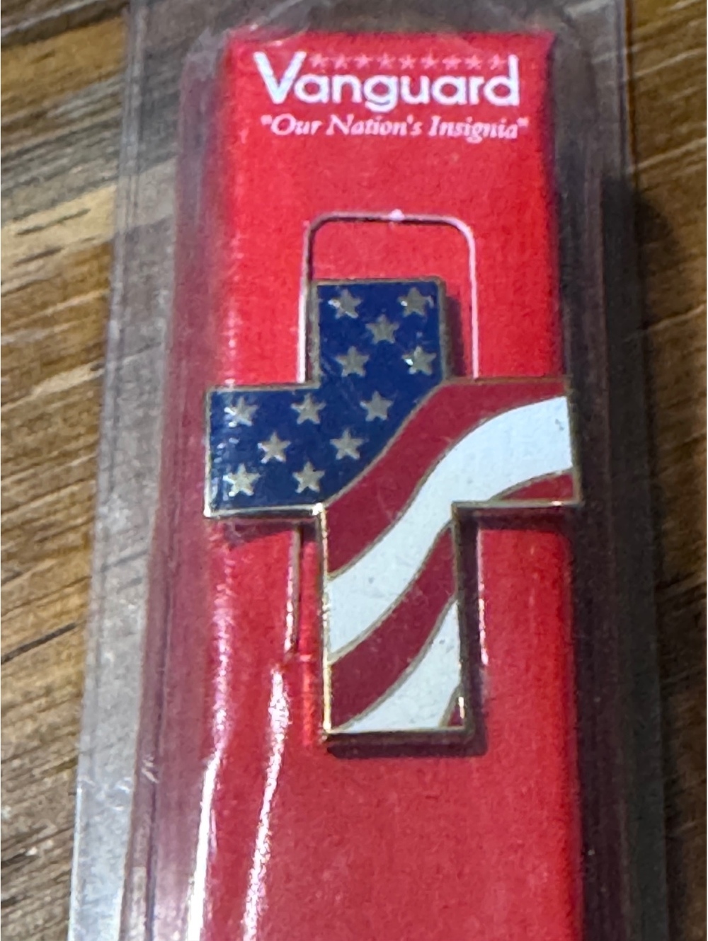 Lot of 5 Vanguard American Flag Cross Lapel Pins Patriotic Christian USA New